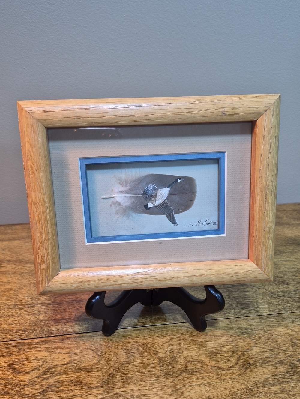 THE PAINTED FEATHER 1998 Original Canada Goose On Feather Painting By Gene Scott